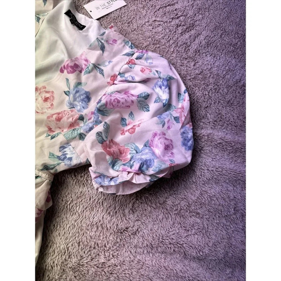 In The Style Maternity Darby Dress Puff Sleeve Multi US 6- UK 10 New - Picture 16 of 16